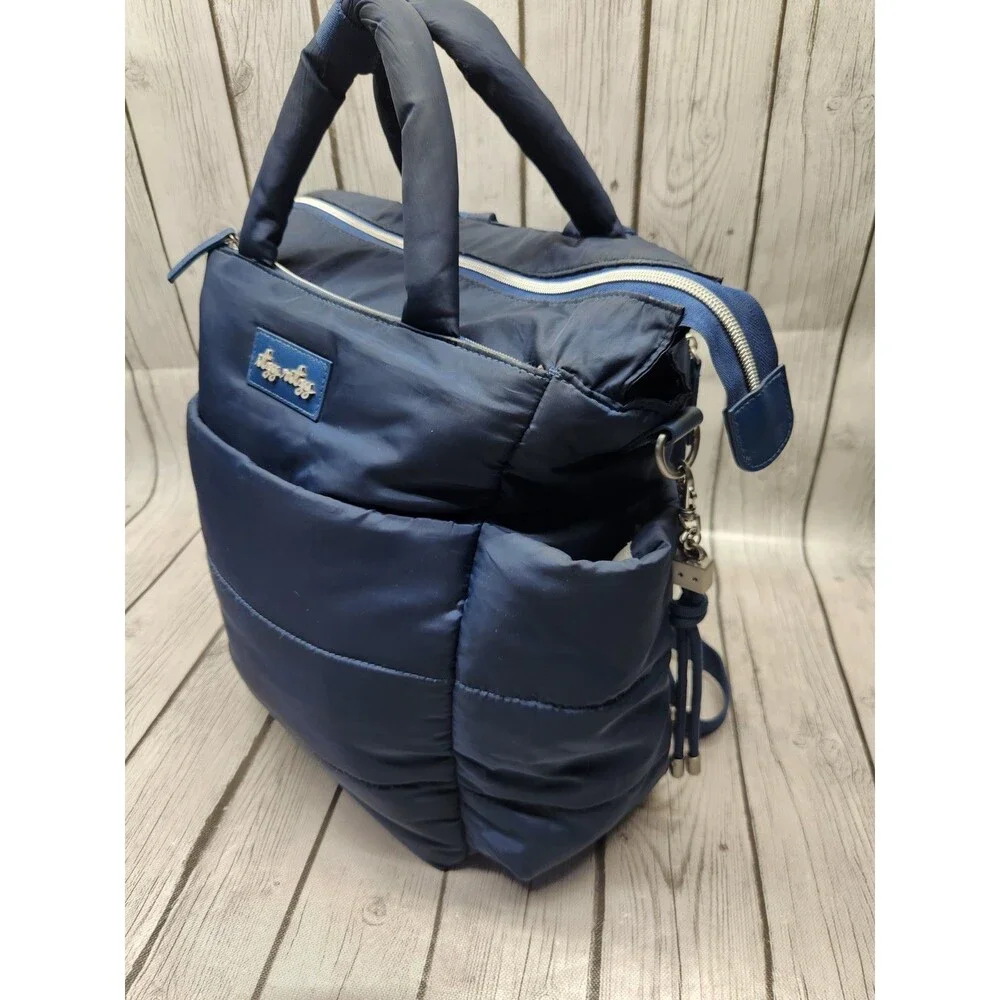Itzy Ritzy Navy Blue Puffer Nylon Baby Dream Convertible Backpack Diaper Bag